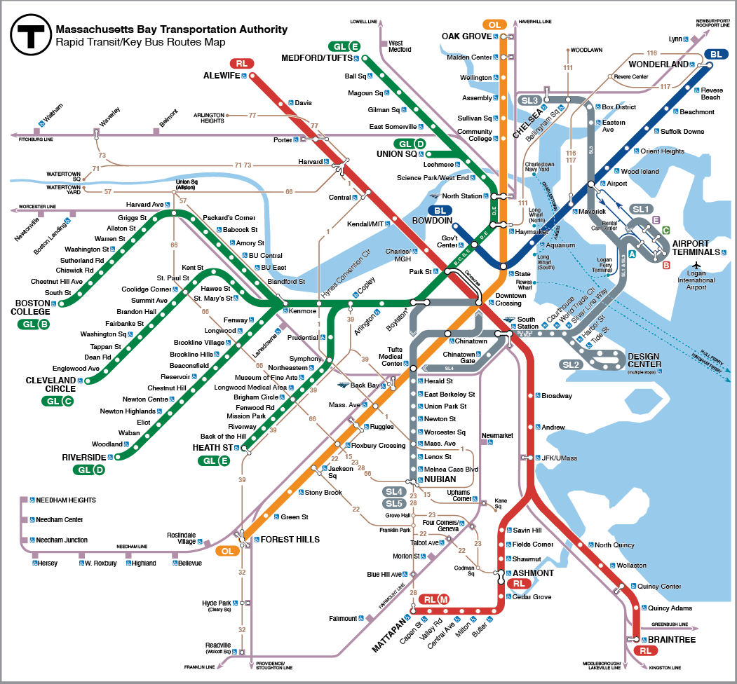 Map of the MBTA System.